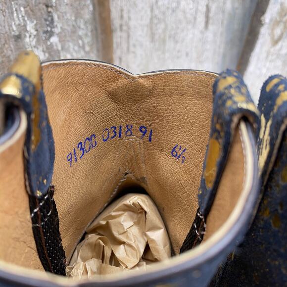 CoFi Leathers Charcoal Gold Metallic Short Cowboy Boots Women's 6.5 - Picture 6 of 8